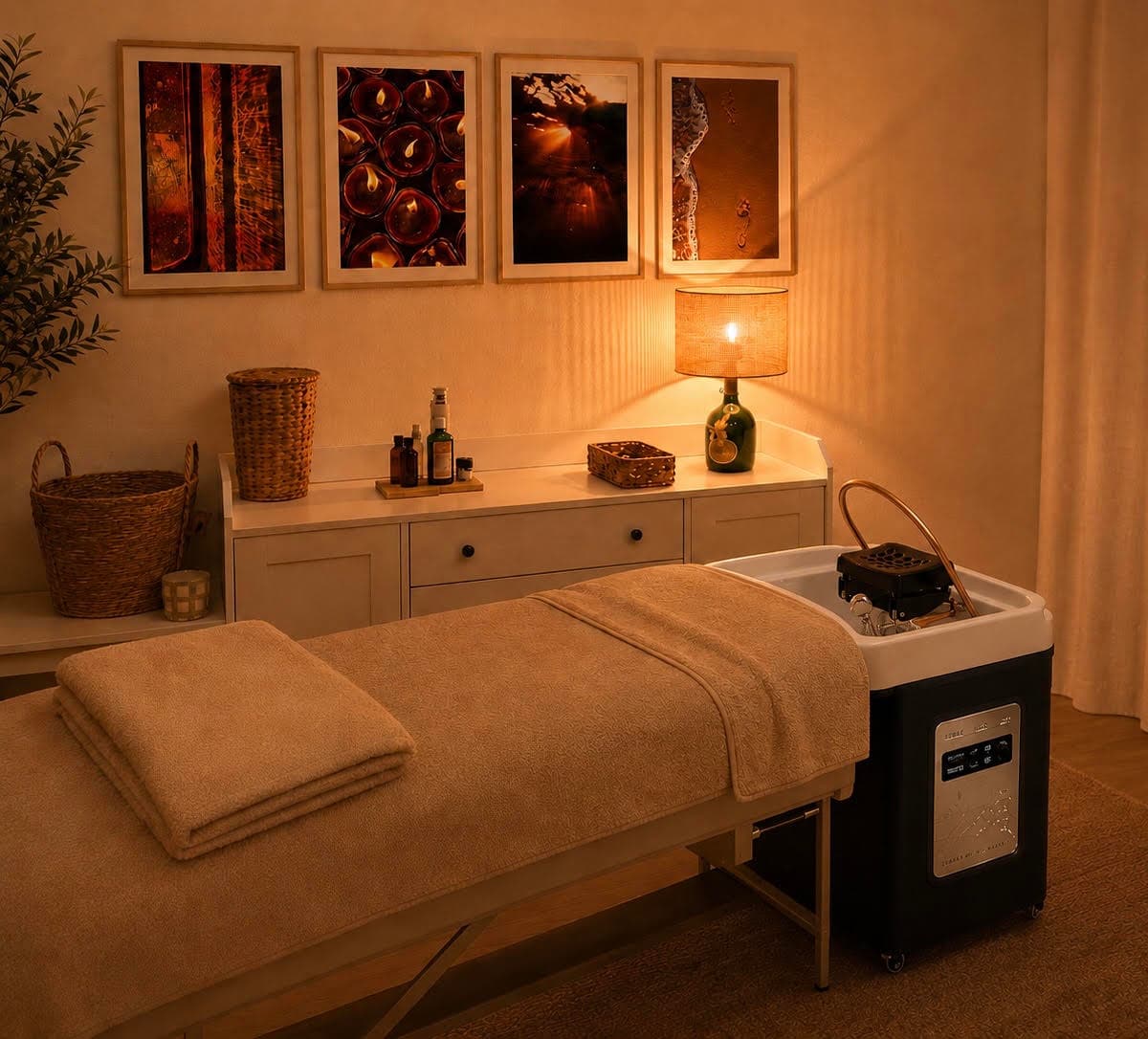 Cabine de soin du salon Nerea Bien-Être avec appareil de paraffine