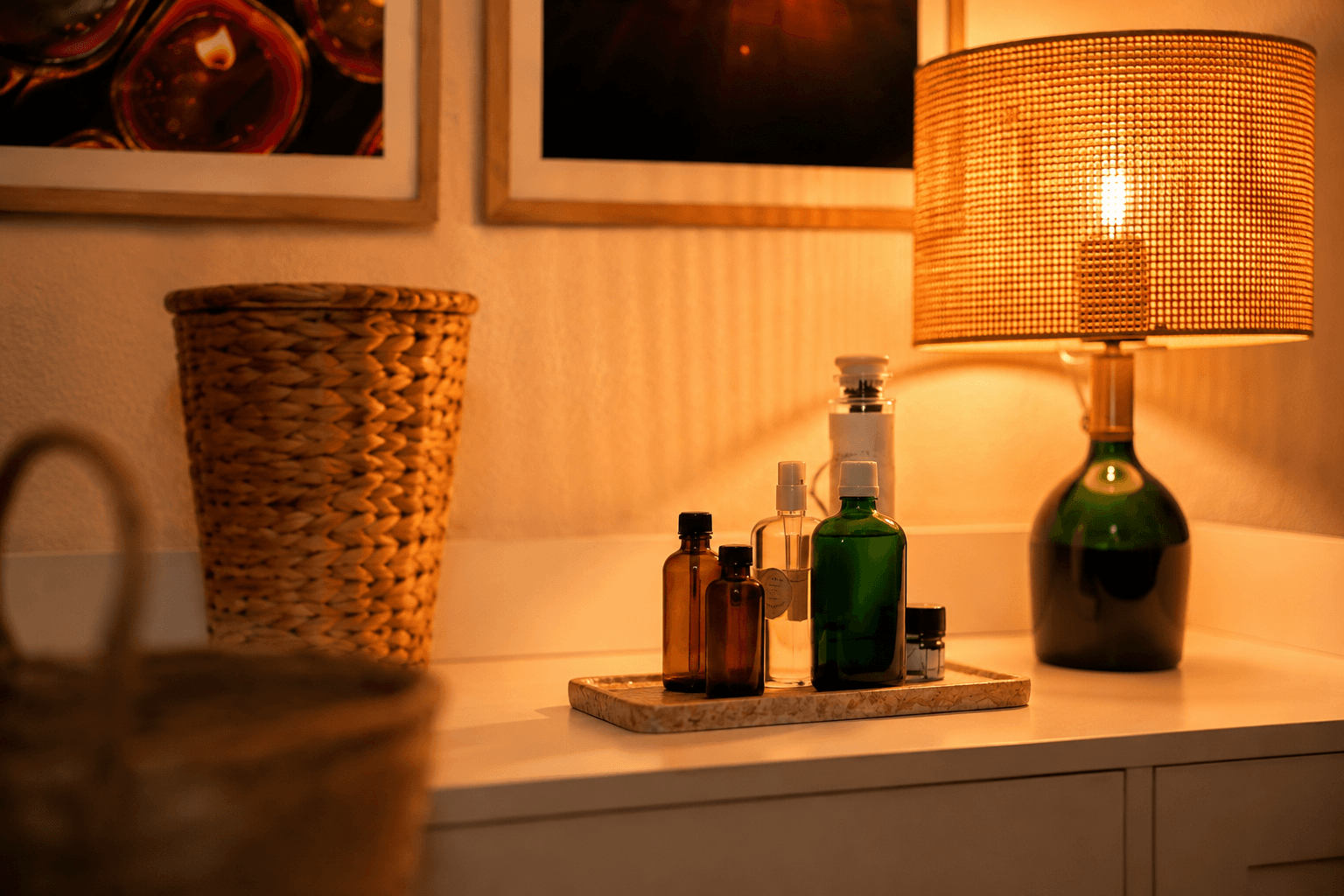 Huiles essentielles et ambiance chaleureuse du salon